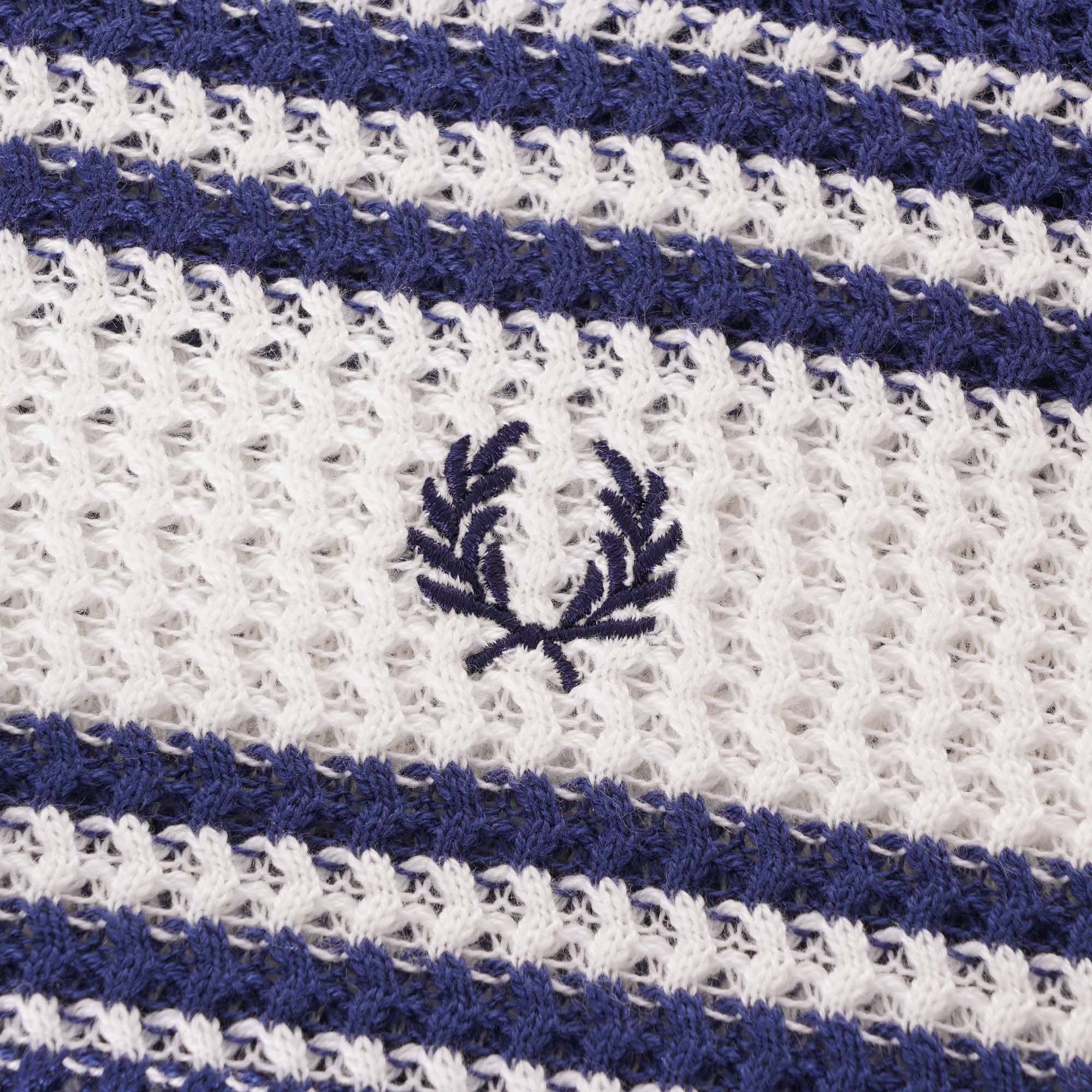 Fred Perry Reissues Striped Texture Knit Crew Neck - French Navy