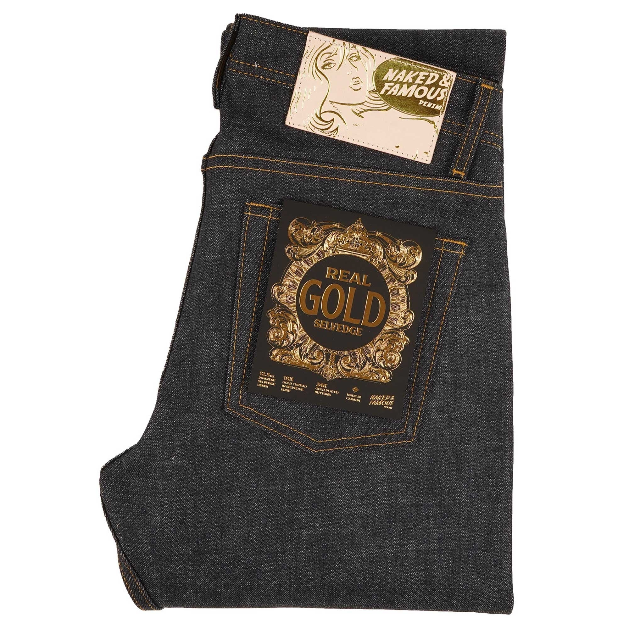 Naked and Famous Denim Weird Guy Real Gold Selvedge - Indigo