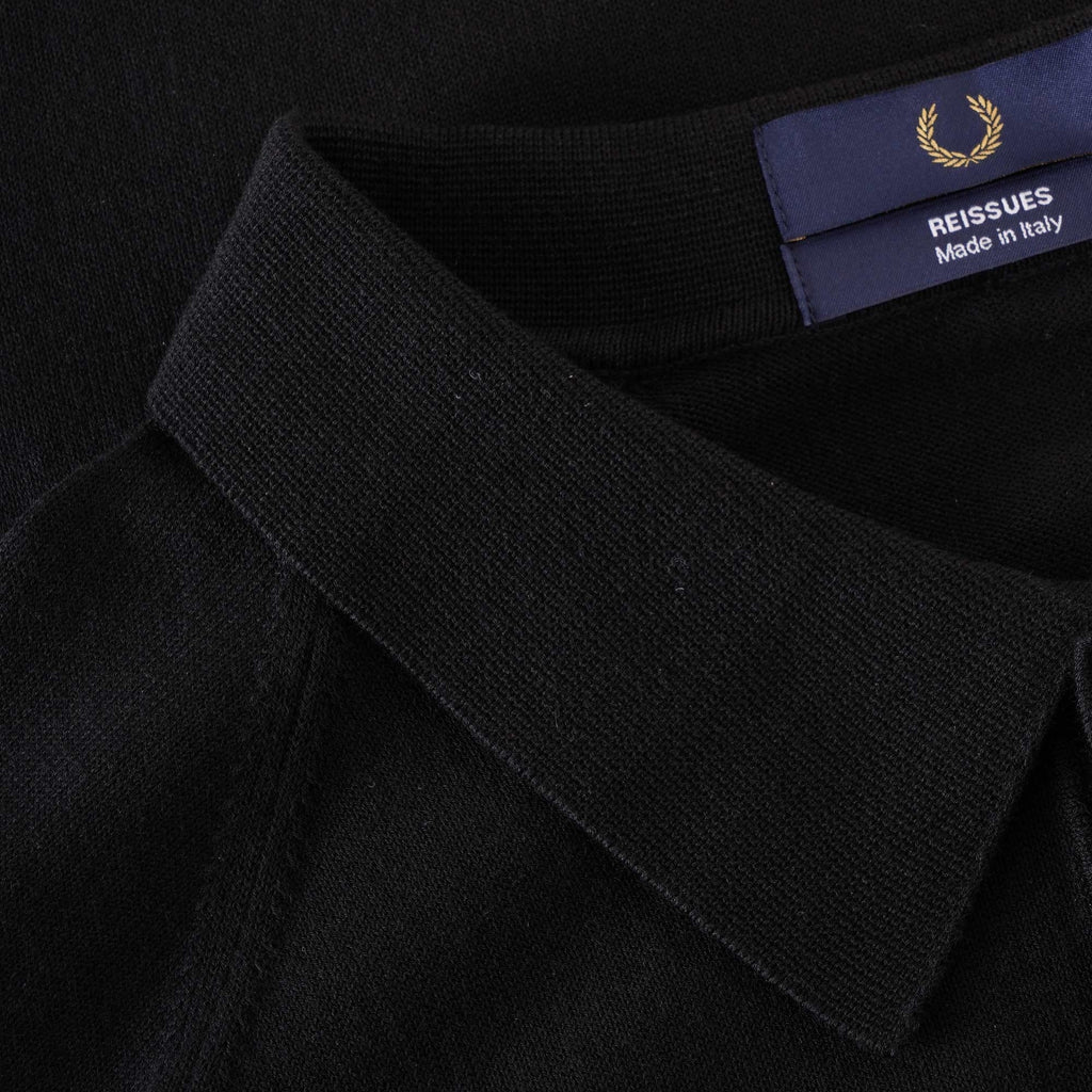 Fred Perry Reissues Raglan Sleeve Knitted Shirt - Black