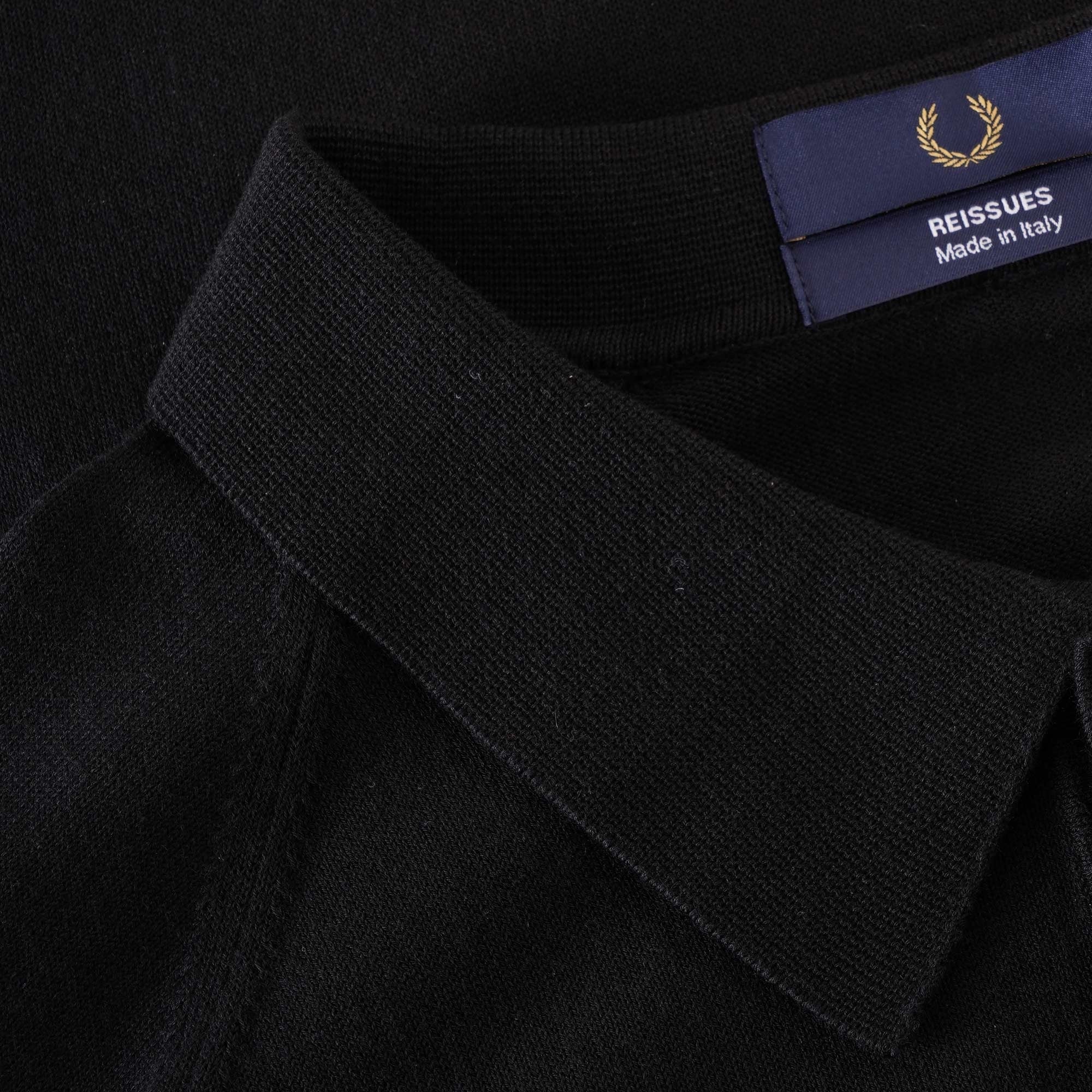 Fred Perry Reissues Raglan Sleeve Knitted Shirt - Black