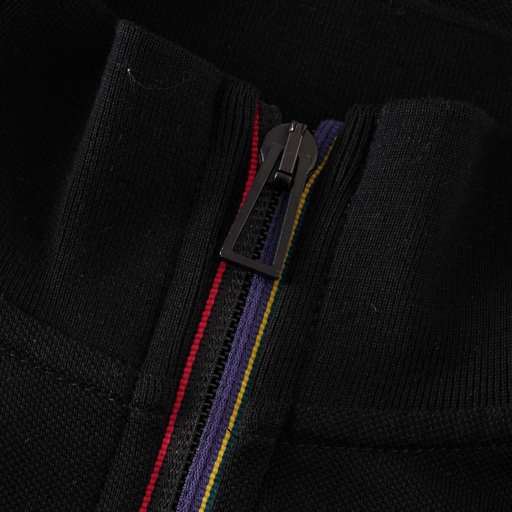 Paul Smith Long Sleeve Polo Shirt with 'Sports Stripe' Half Zip - Black