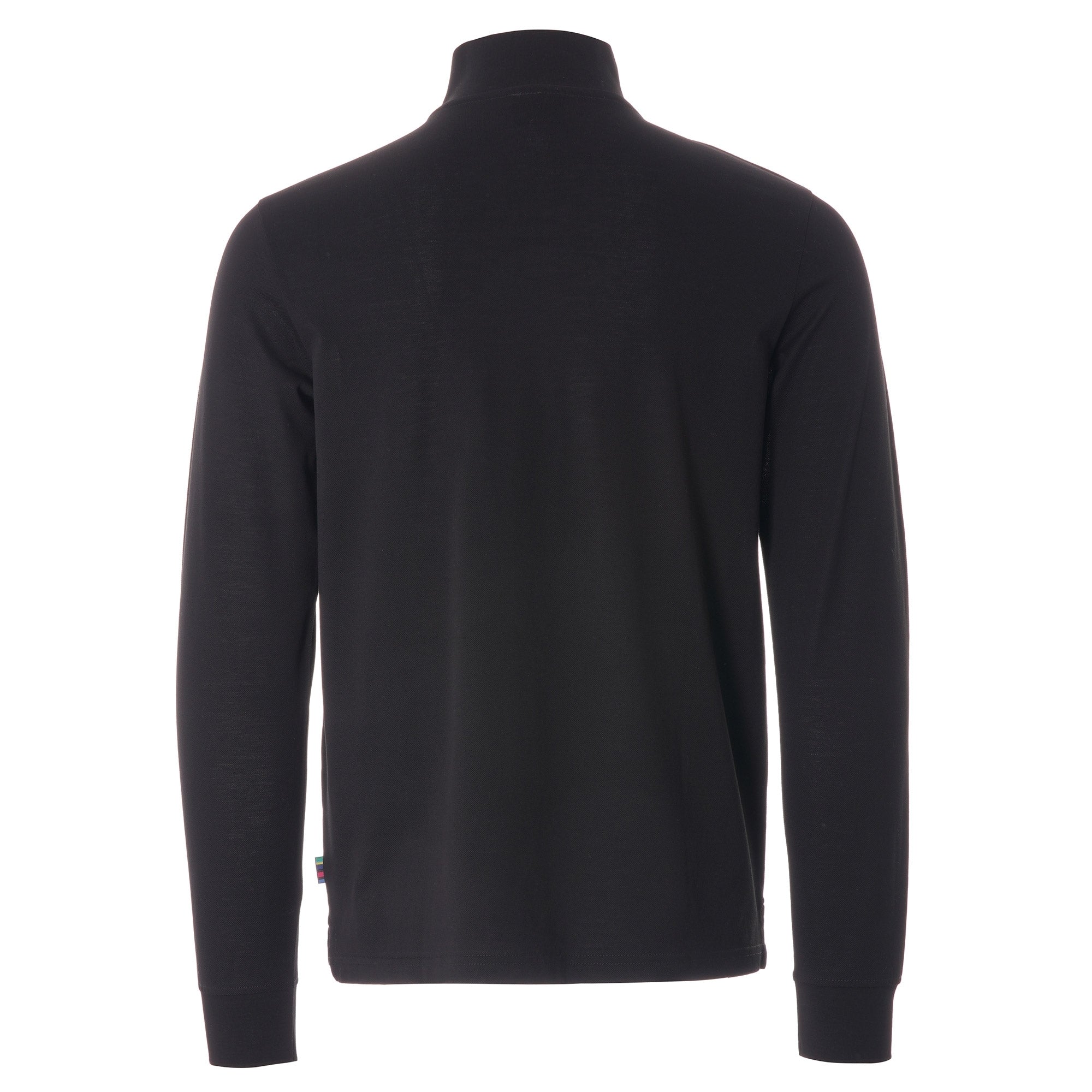 Paul Smith Long Sleeve Polo Shirt with 'Sports Stripe' Half Zip - Black