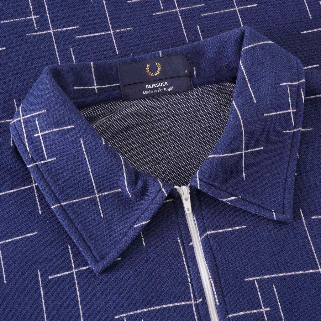 Fred Perry Reissues Cross Hatch Half Zip Shirt - French Navy