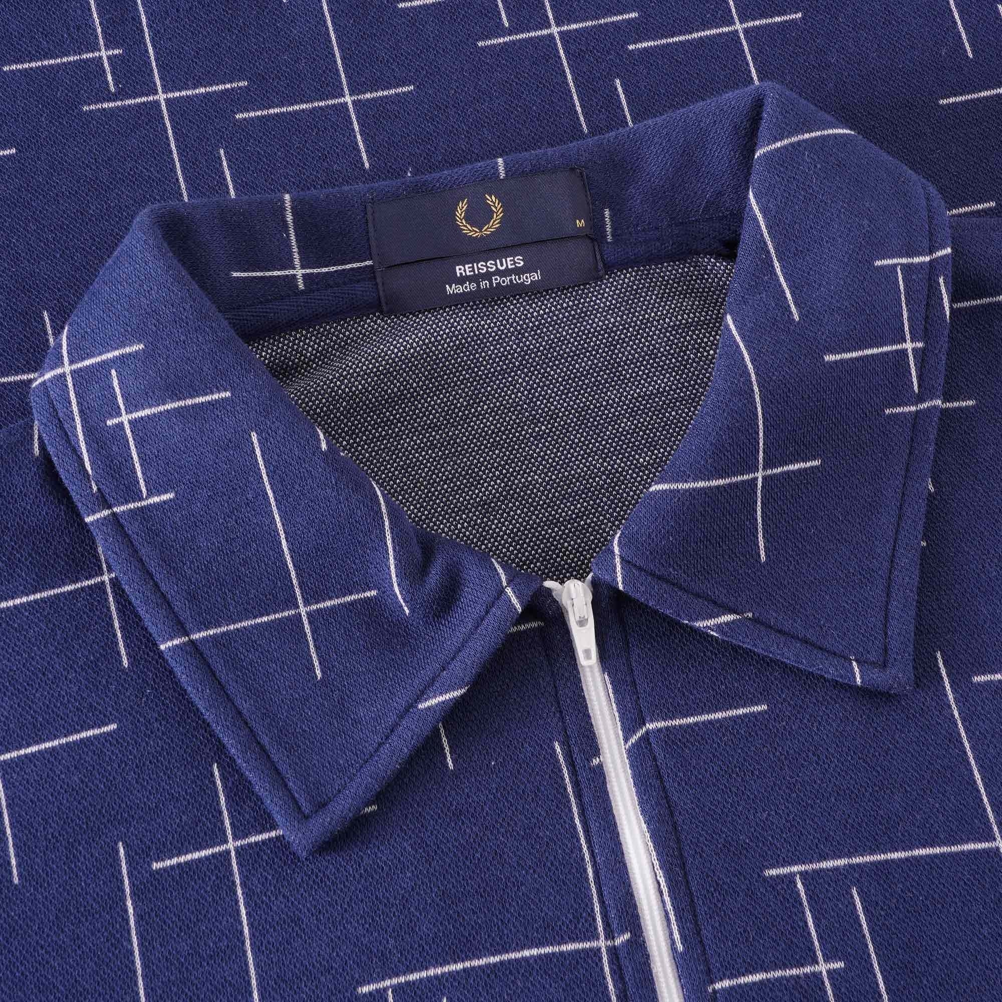Fred Perry Reissues Cross Hatch Half Zip Shirt - French Navy