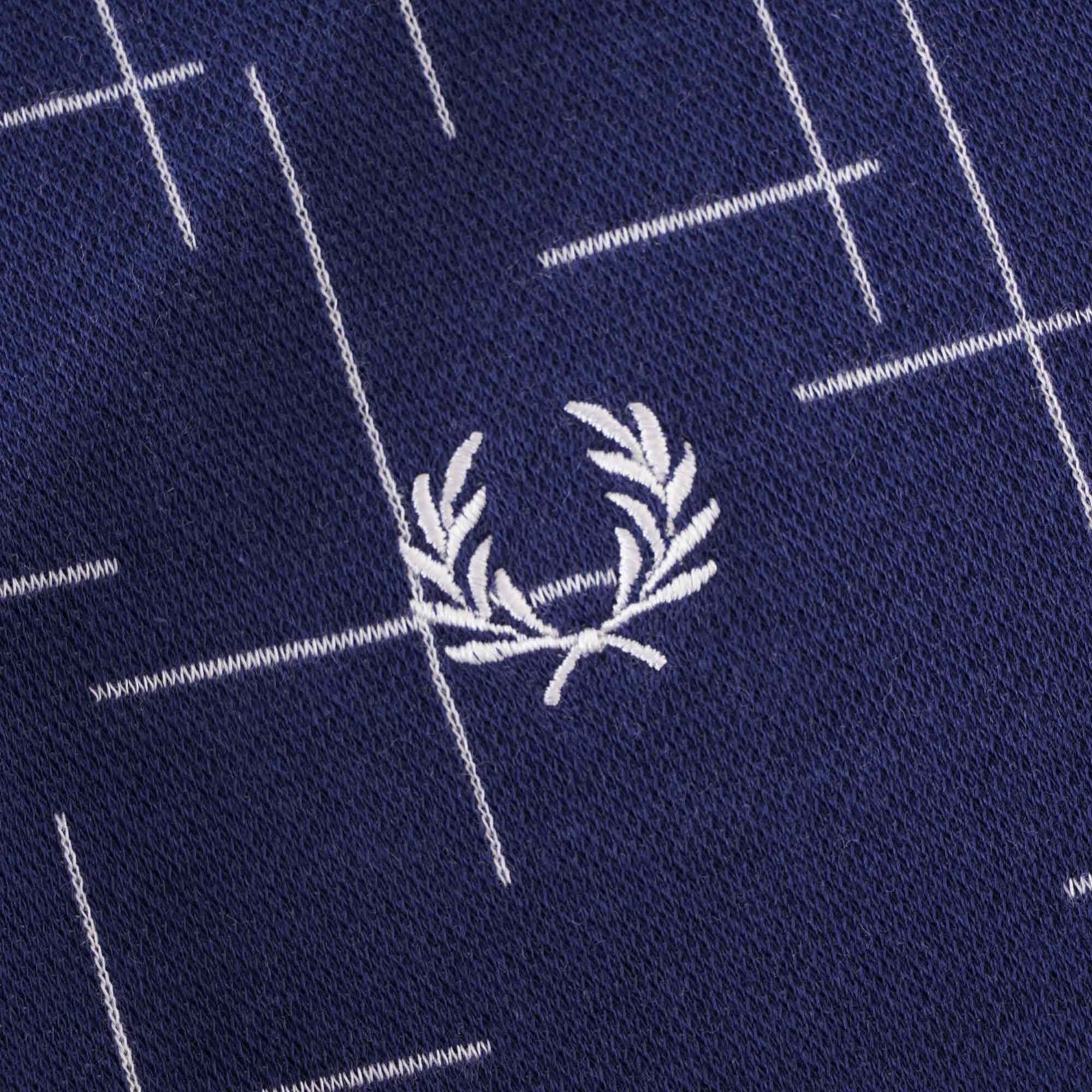 Fred Perry Reissues Cross Hatch Half Zip Shirt - French Navy