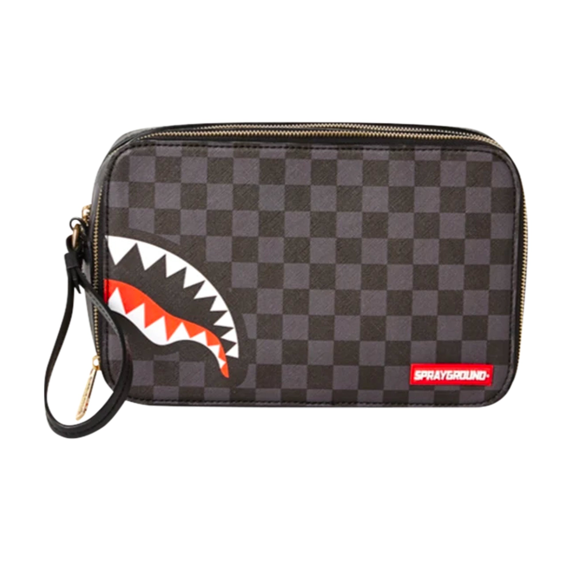 Sprayground Sharks In Paris Checkerboard Wash Bag - Black