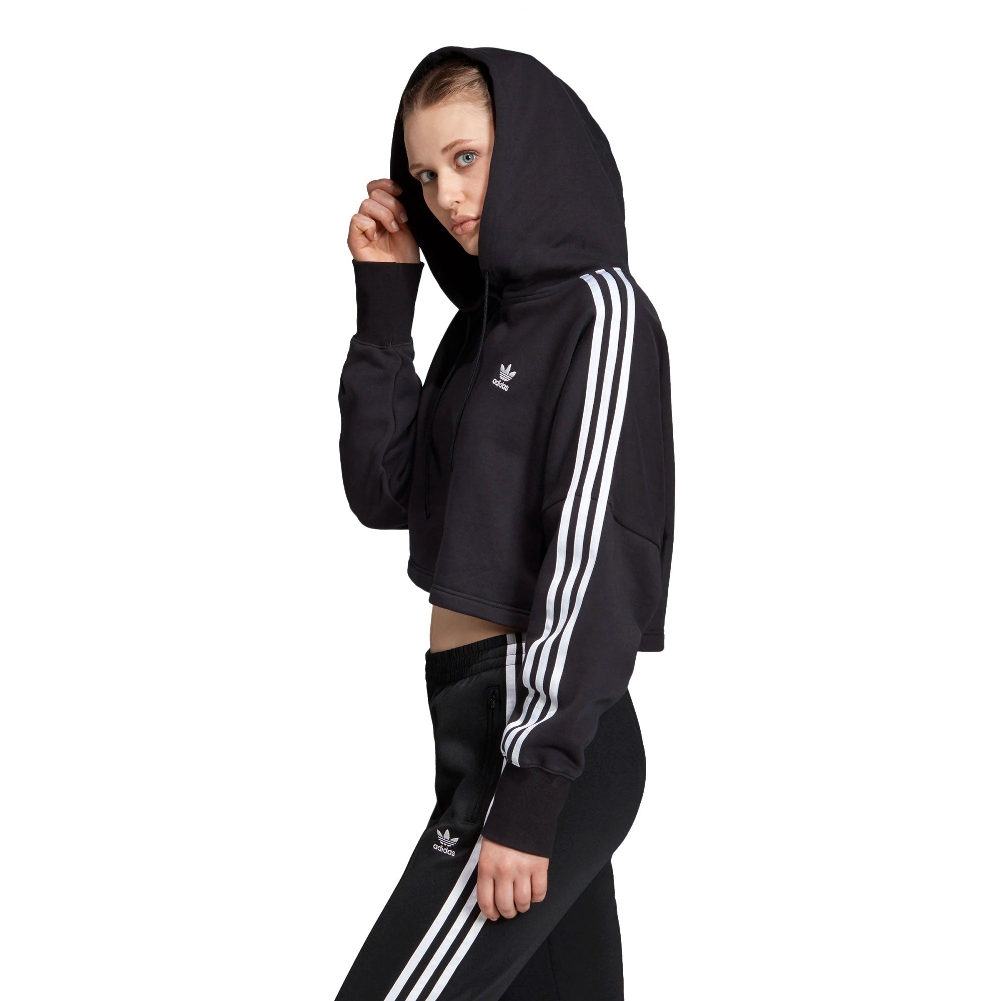 Adidas Originals Womens Adidas Cropped Hoodie - Black