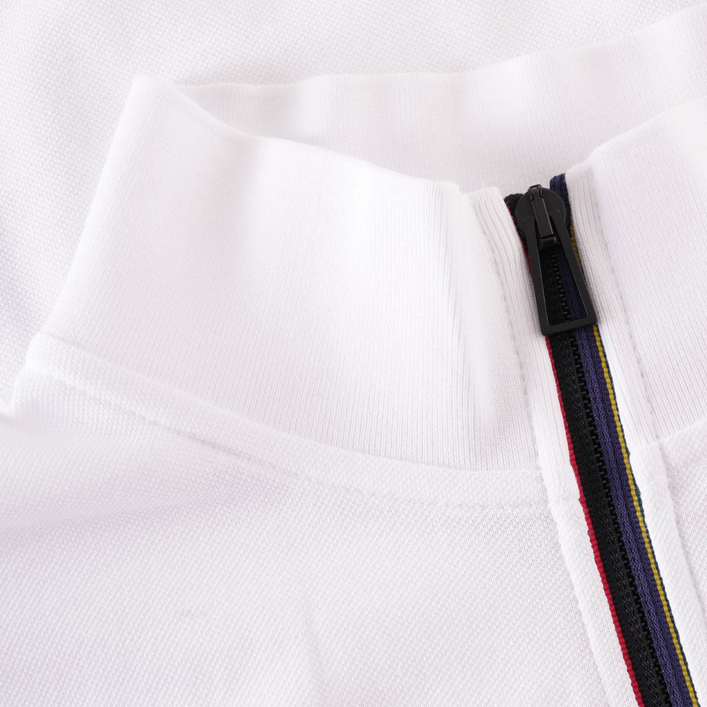 Paul Smith Long Sleeve Polo Shirt with 'Sports Stripe' Half Zip - White