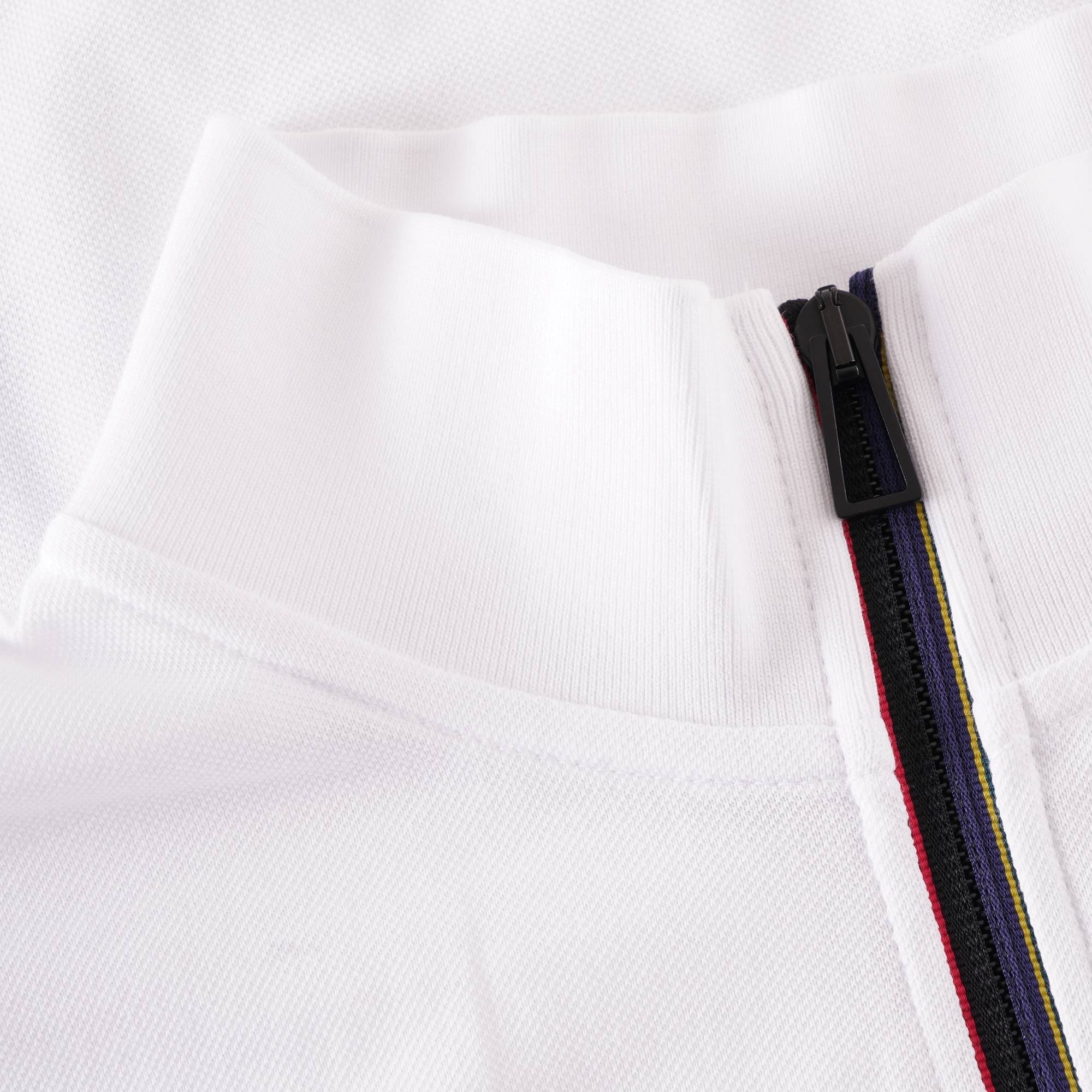 Paul Smith Long Sleeve Polo Shirt with 'Sports Stripe' Half Zip - White