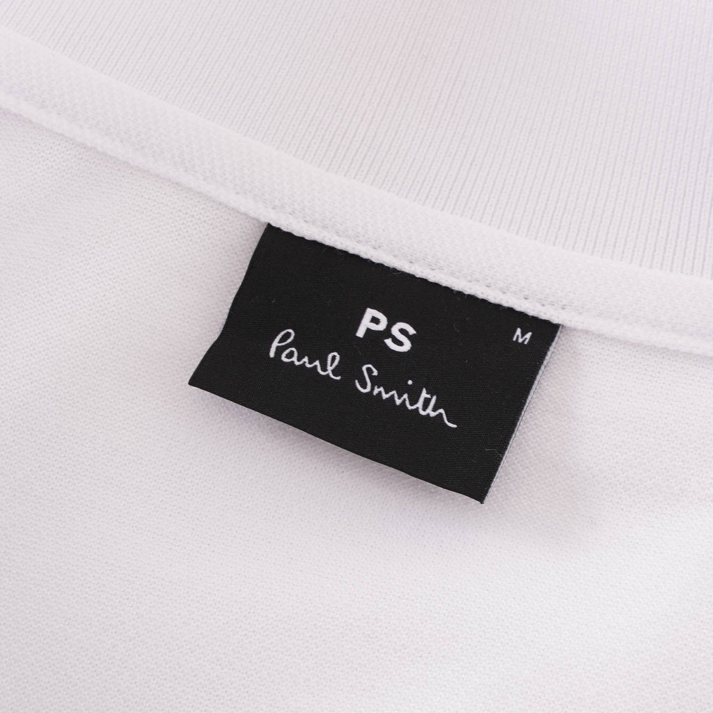 Paul Smith Long Sleeve Polo Shirt with 'Sports Stripe' Half Zip - White