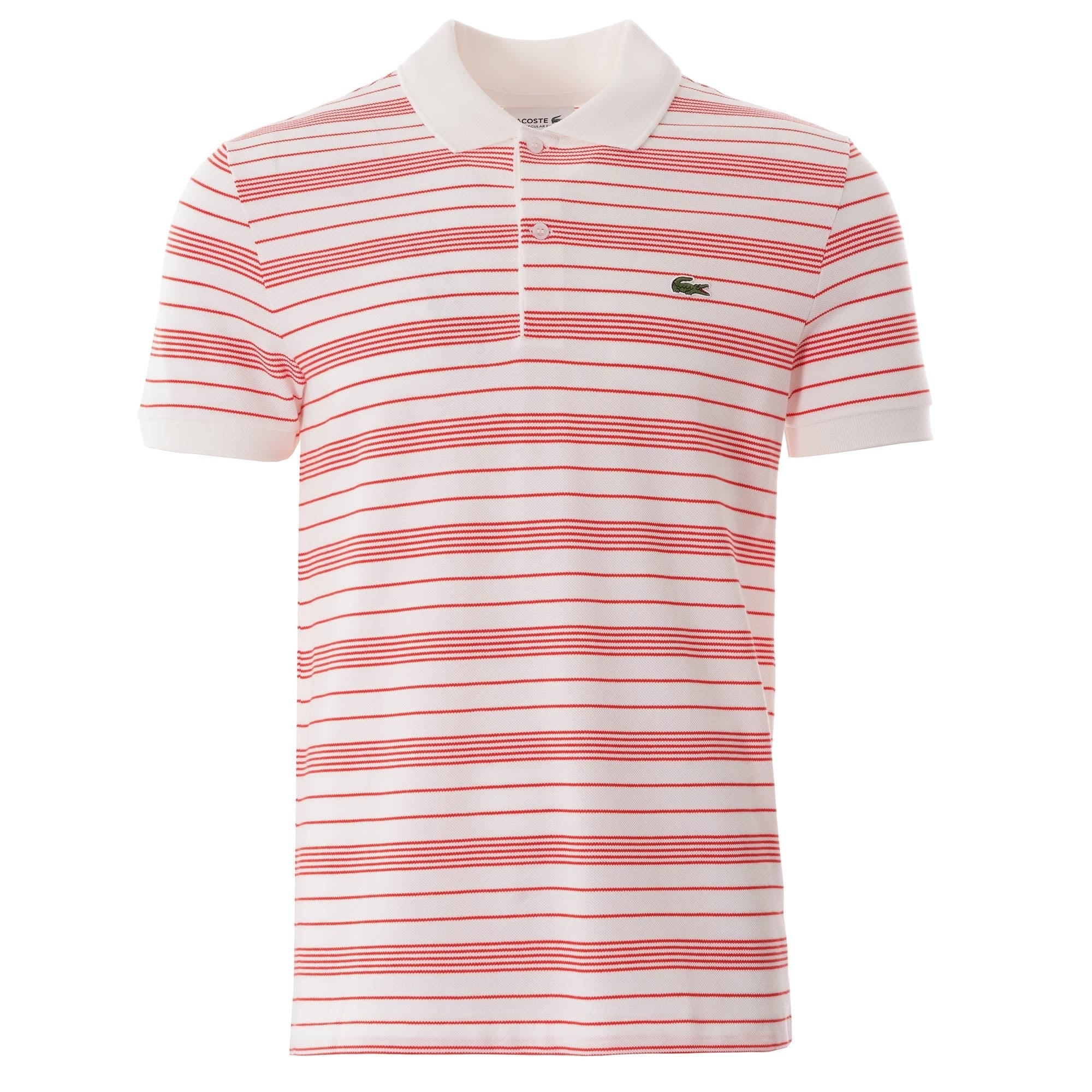 Lacoste Striped Poloshirt - White and Red