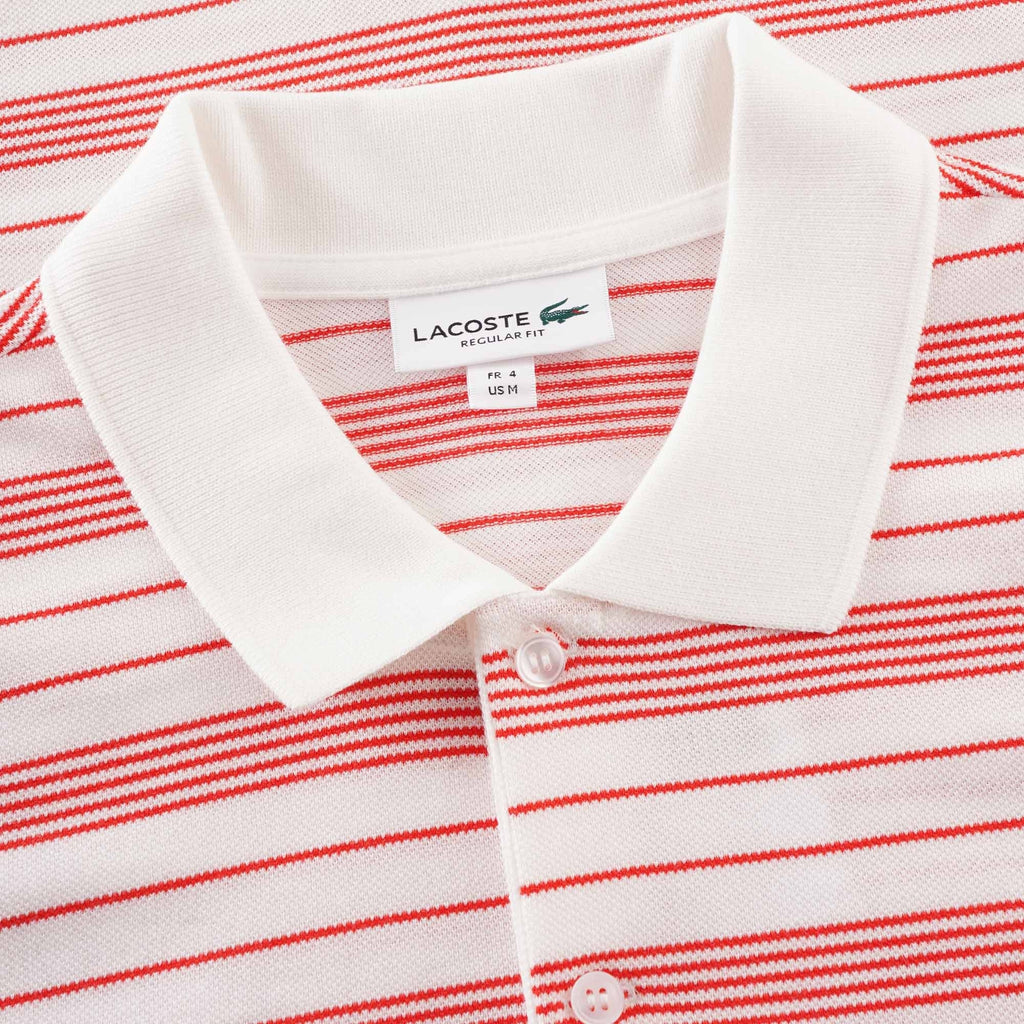 Lacoste Striped Poloshirt - White and Red