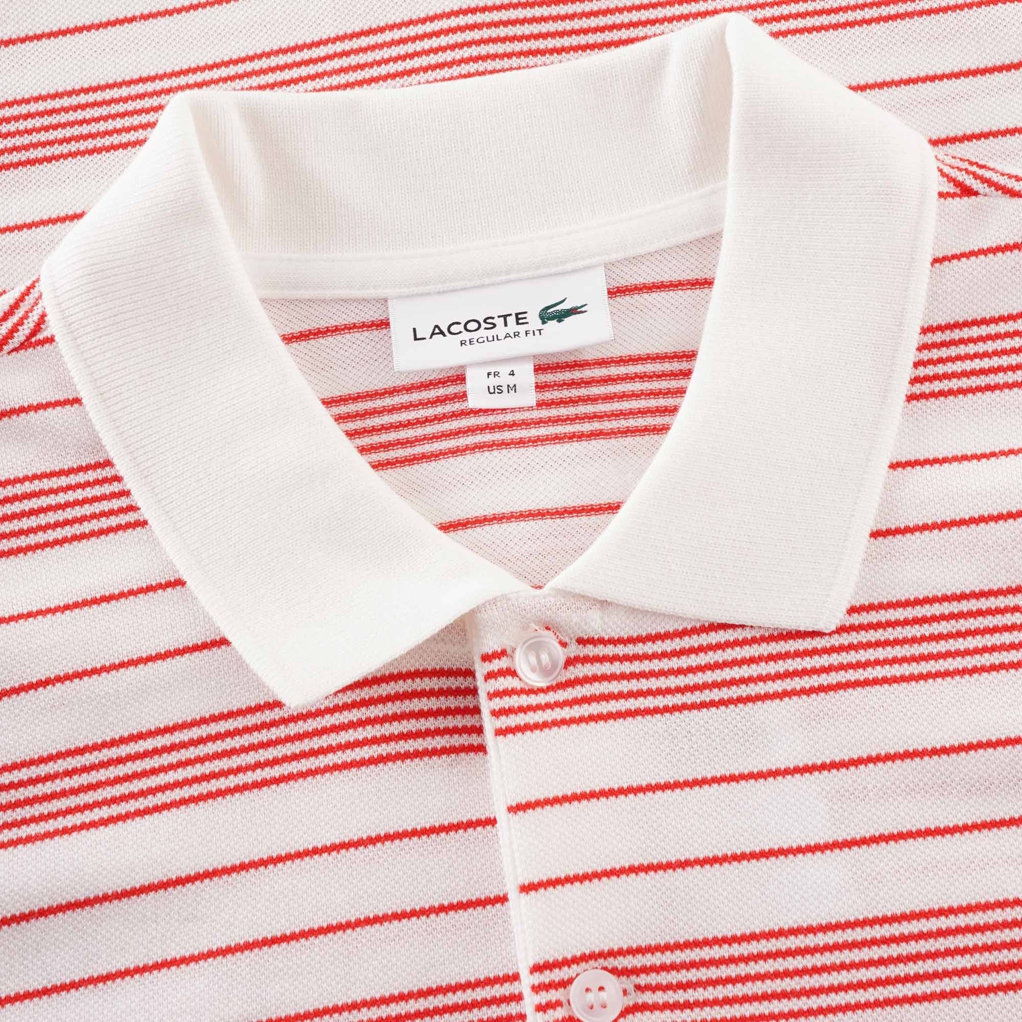 Lacoste Striped Poloshirt - White and Red
