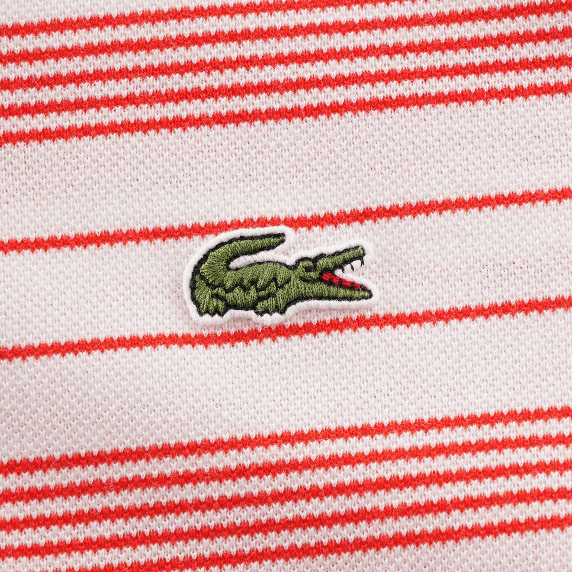 Lacoste Striped Poloshirt - White and Red
