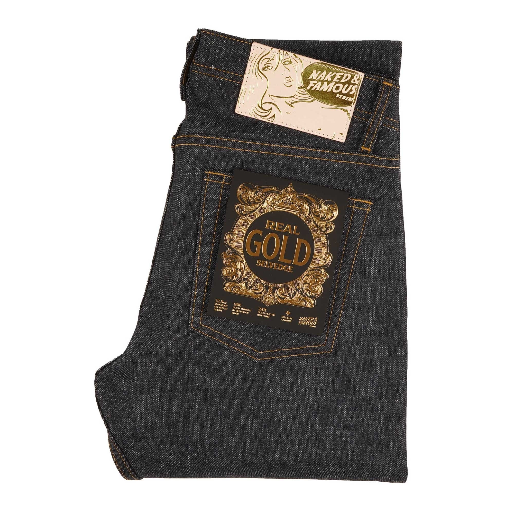 Naked and Famous Denim Easy Guy Real Gold Selvedge - Indigo