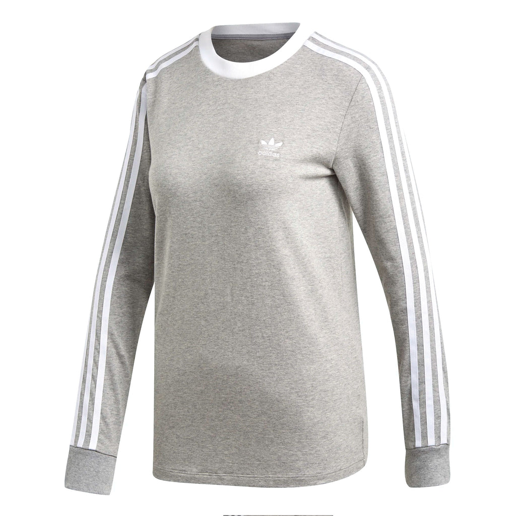 Adidas Originals Womens Three Stripes Long Sleeve Top - Grey