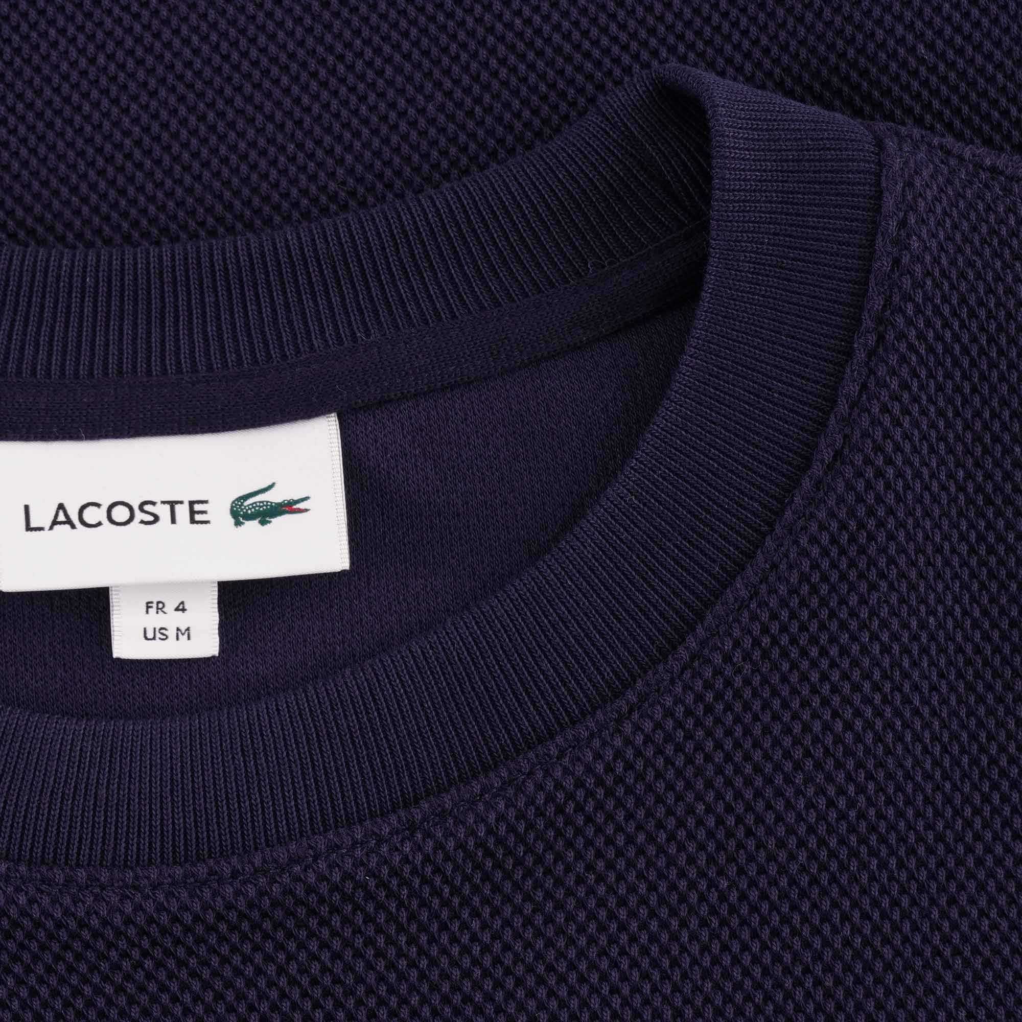 Lacoste Piqu  Fleece Crew Neck Sweatshirt - Marine