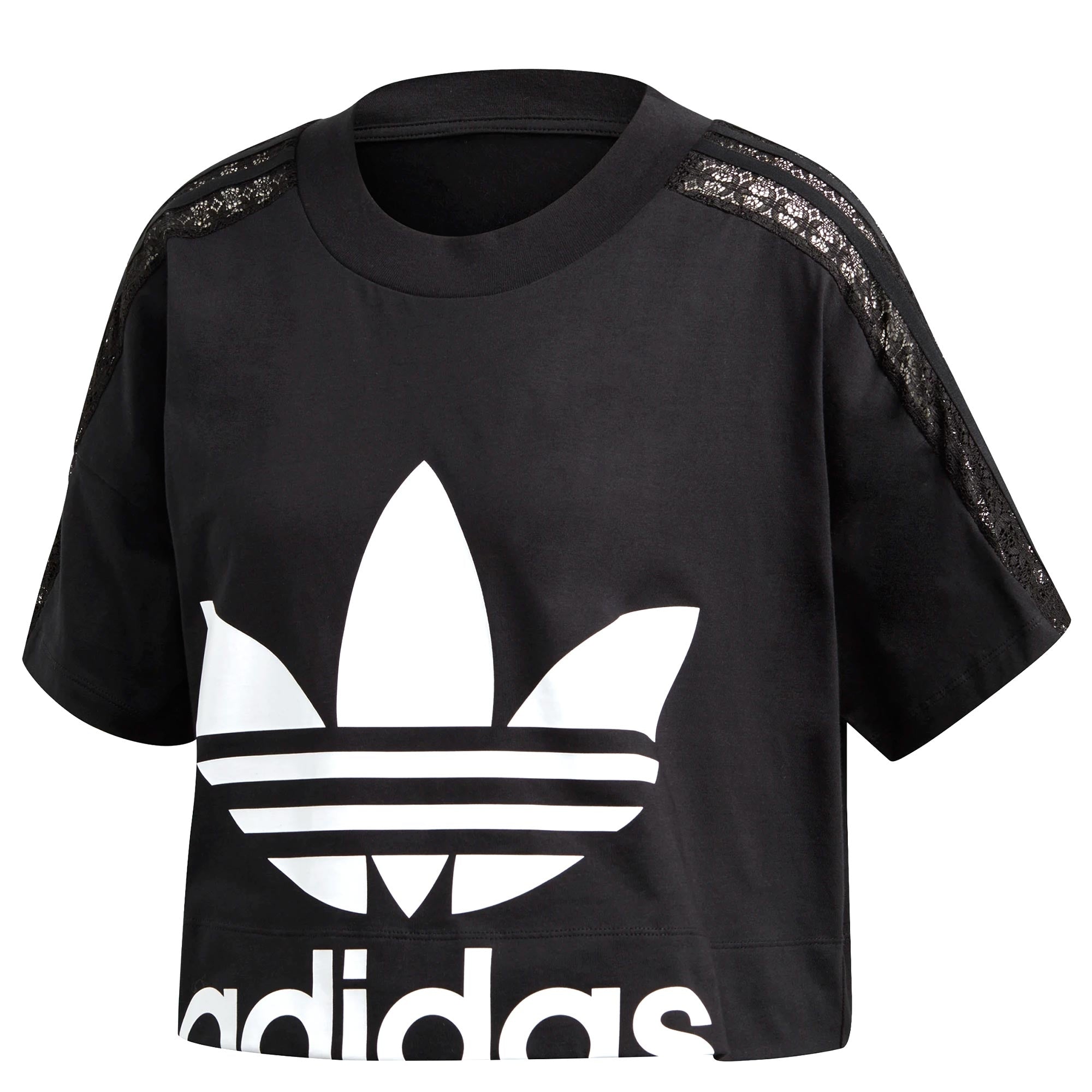 Adidas Originals Womens Cropped Lace T-shirt - Black