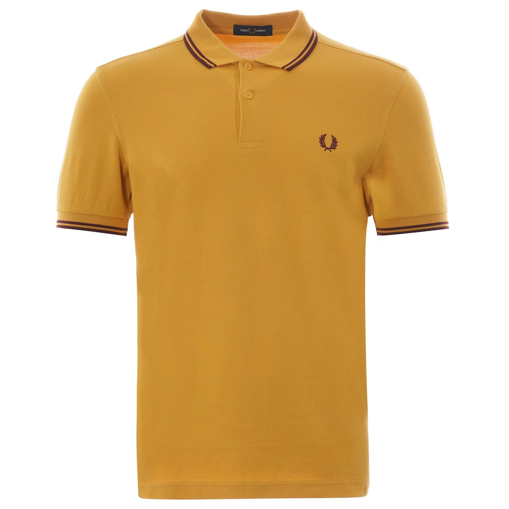 Fred Perry Twin Tip Polo Shirt - Gold/Port