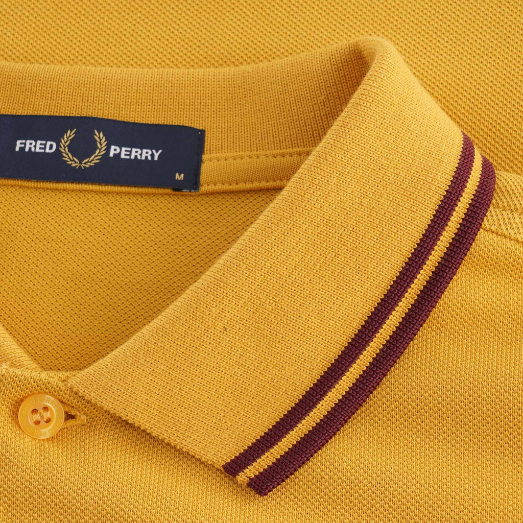 Fred Perry Twin Tip Polo Shirt - Gold/Port