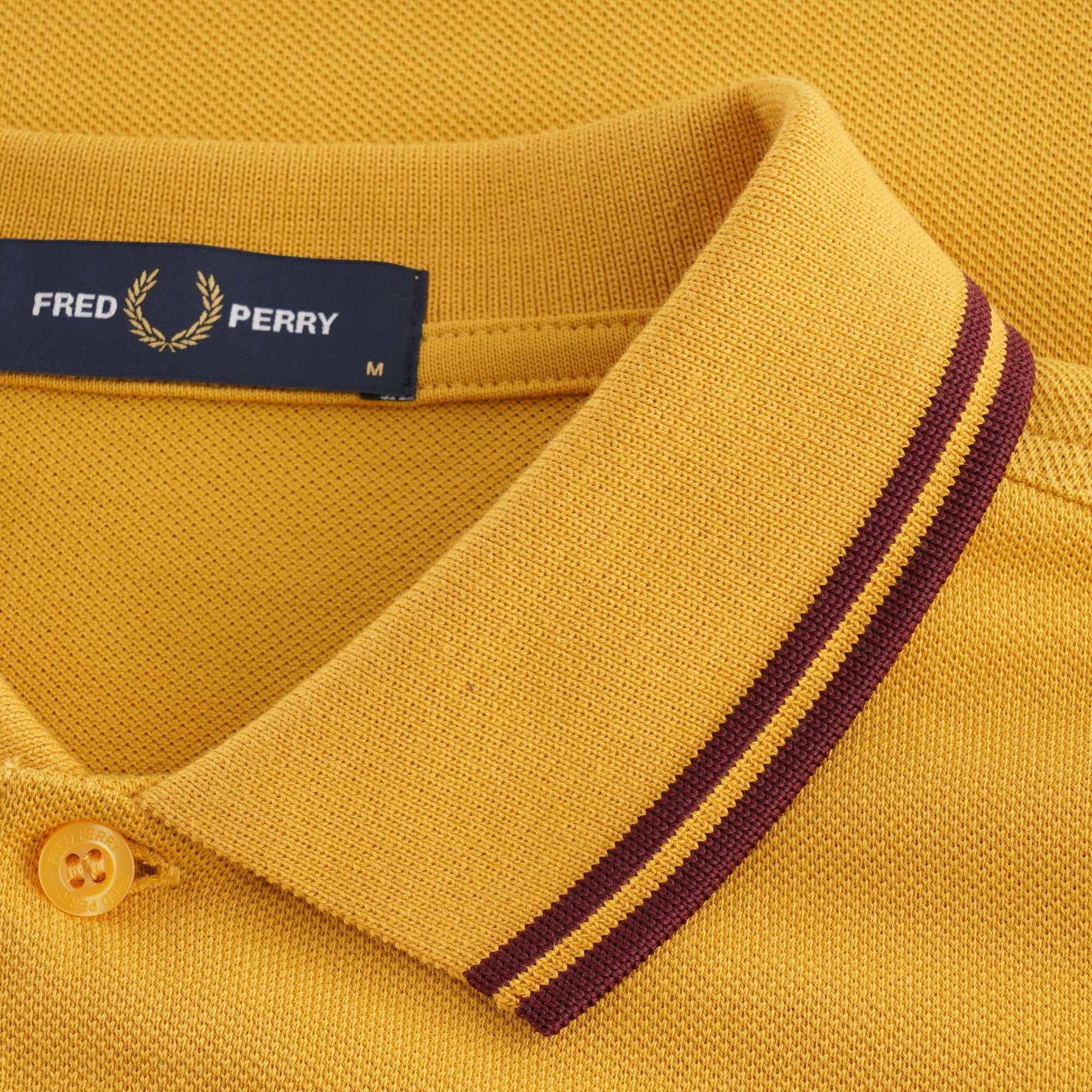 Fred Perry Twin Tip Polo Shirt - Gold/Port