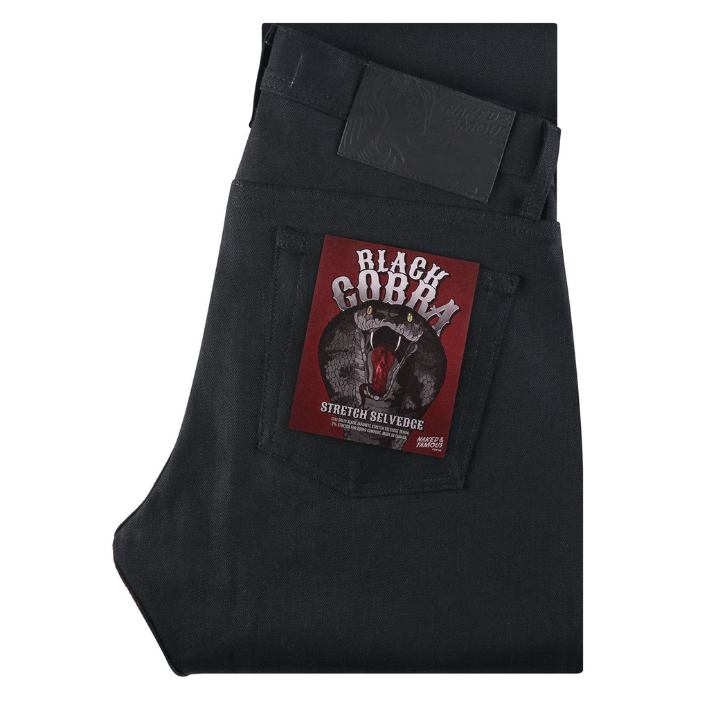 Naked and Famous Denim Selvedge Easy Guy Cobra - Solid Black