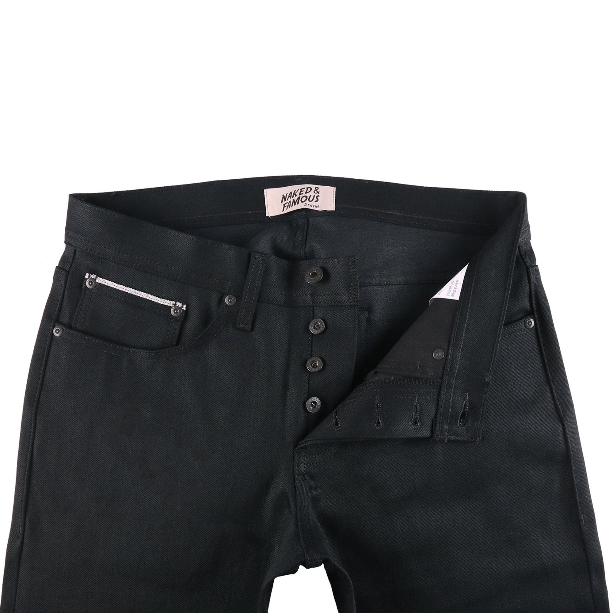 Naked and Famous Denim Selvedge Easy Guy Cobra - Solid Black
