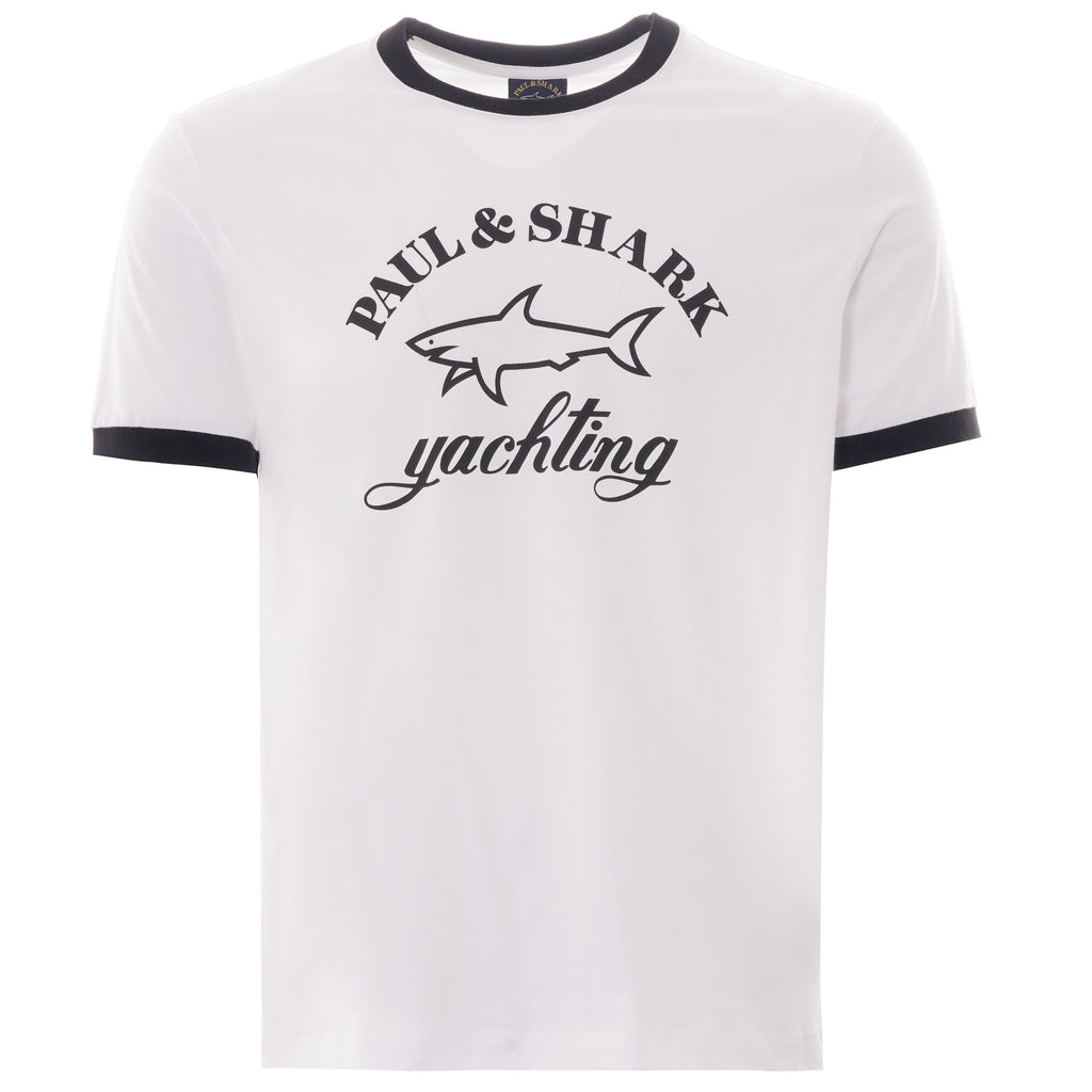 Paul and Shark Logo Ringer T-Shirt - White