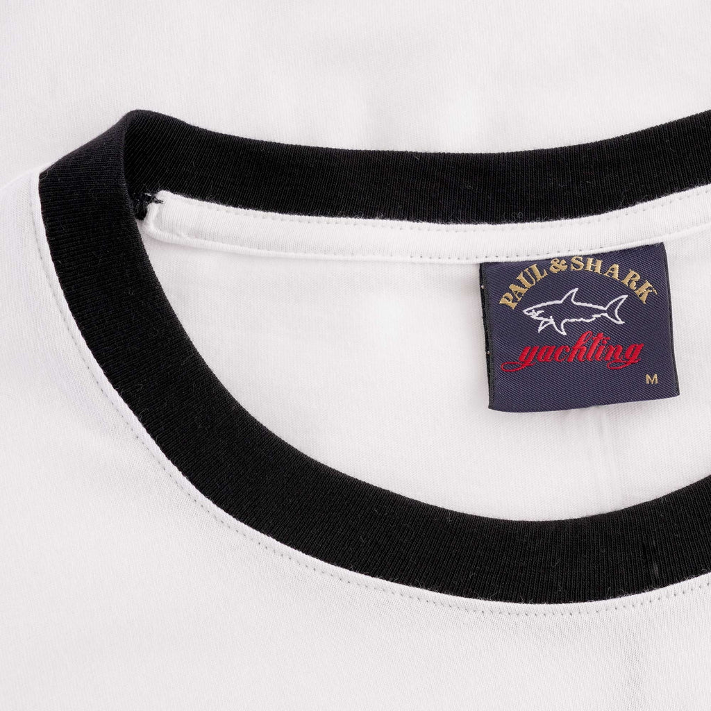 Paul and Shark Logo Ringer T-Shirt - White