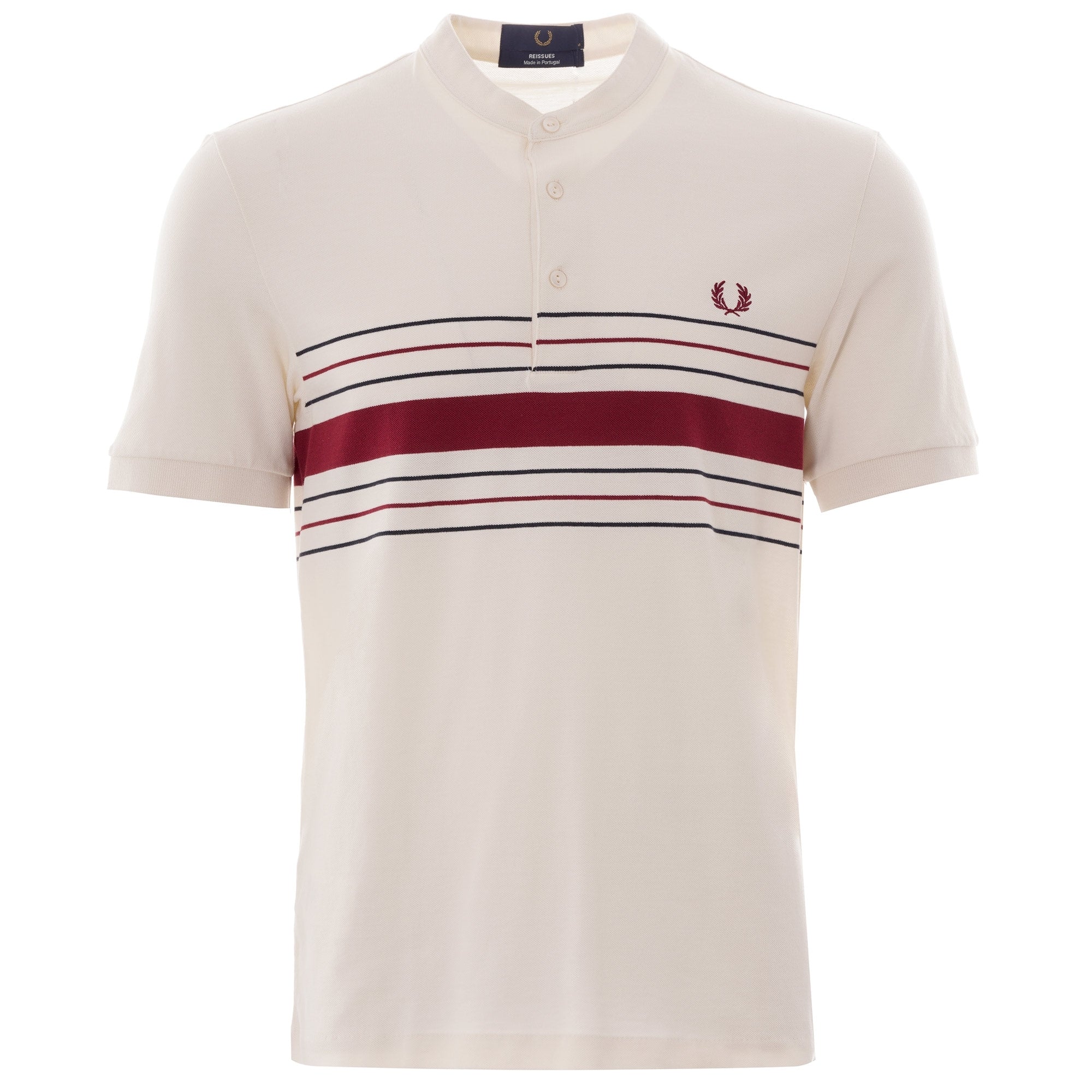 Fred Perry Collarless Striped Polo Shirt