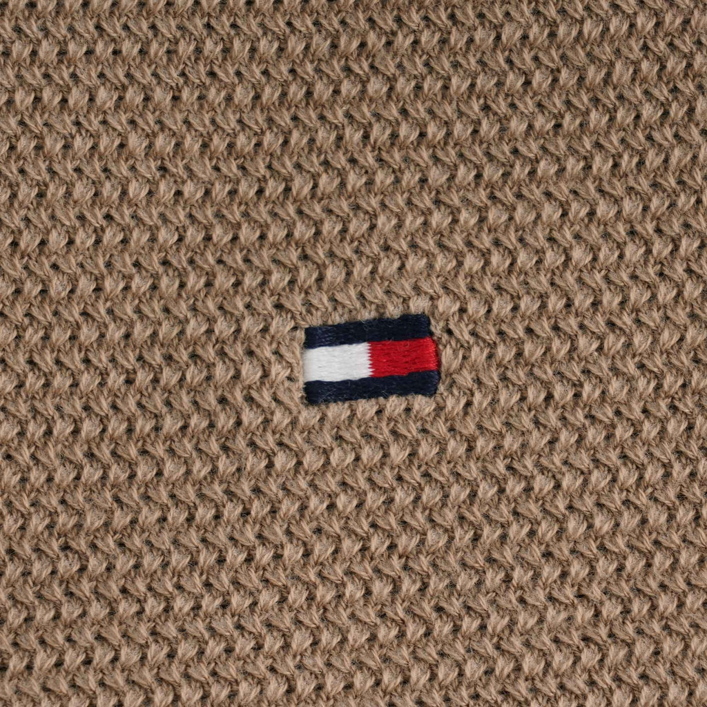 Tommy Hilfiger Textured Zipped Neck Jumper - Batique Khaki