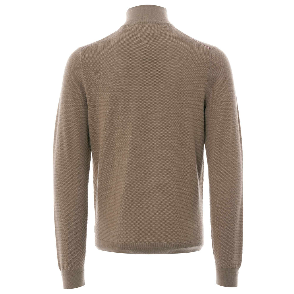 Tommy Hilfiger Textured Zipped Neck Jumper - Batique Khaki