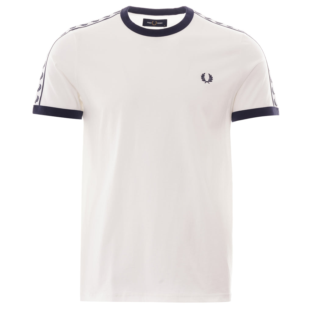 Fred Perry Tonal Taped Ringer T-Shirt - Snow white
