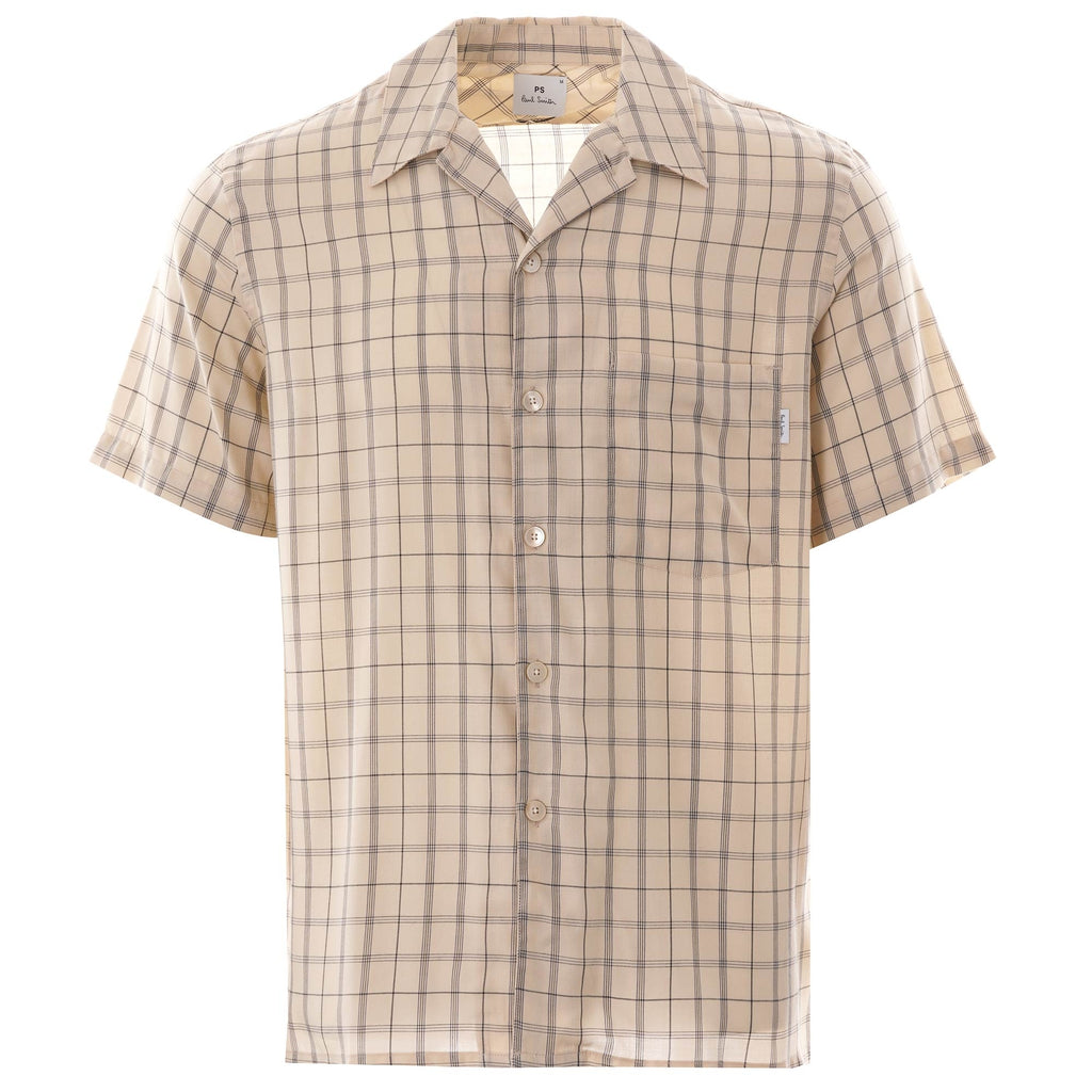 Paul Smith Tailored Fit Check Short Sleeve Shirt - Ivory