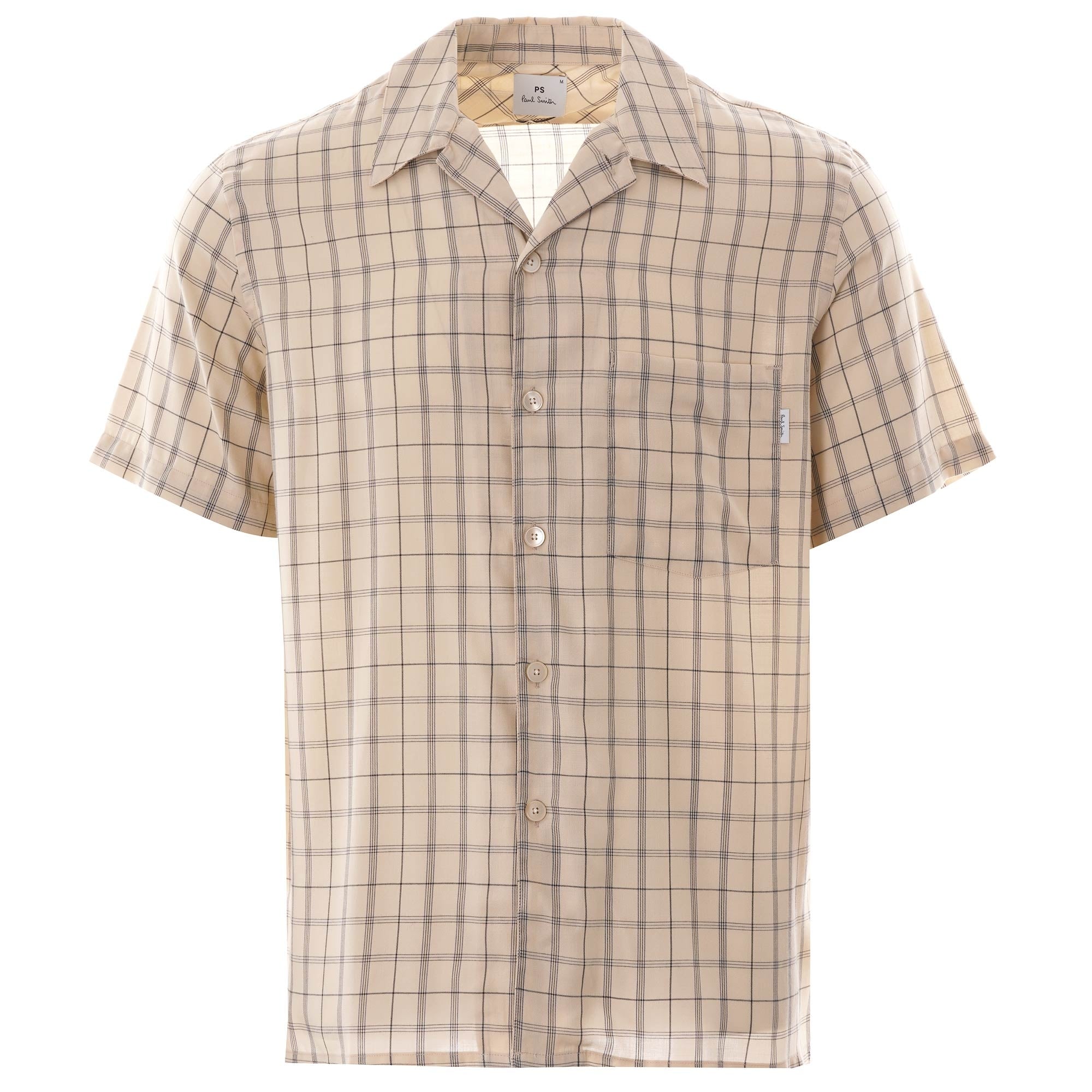 Paul Smith Tailored Fit Check Short Sleeve Shirt - Ivory