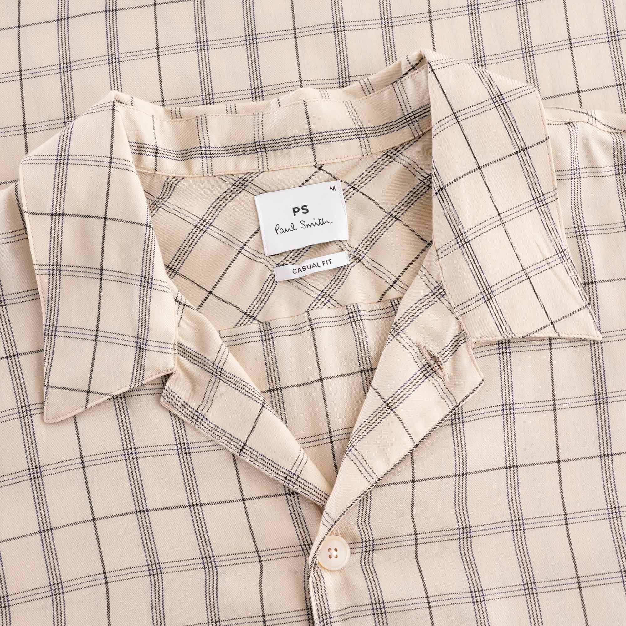 Paul Smith Tailored Fit Check Short Sleeve Shirt - Ivory