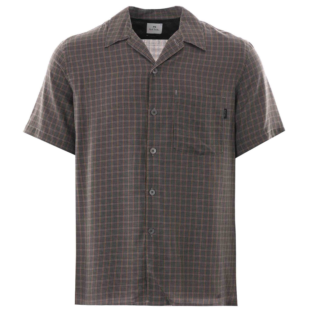 Paul Smith Tailored Fit Check Short Sleeve Shirt - Dark Tan