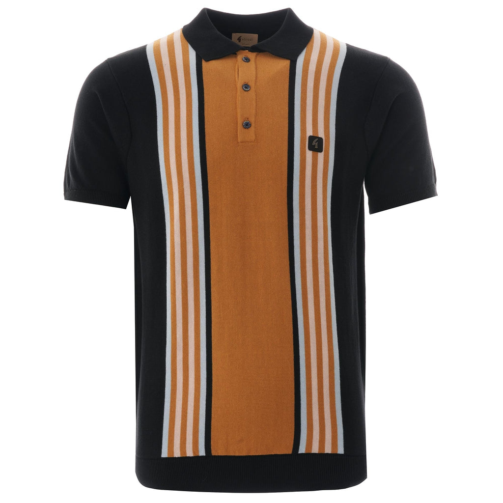 Gabicci Vintage Casbah Multi Stripe Polo - Black