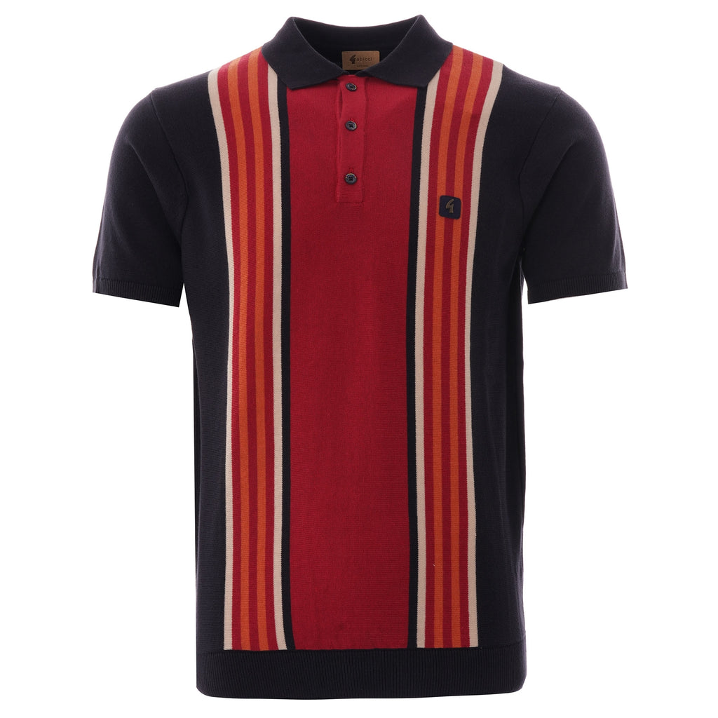 Gabicci Vintage Casbah Multi Stripe Polo - Navy