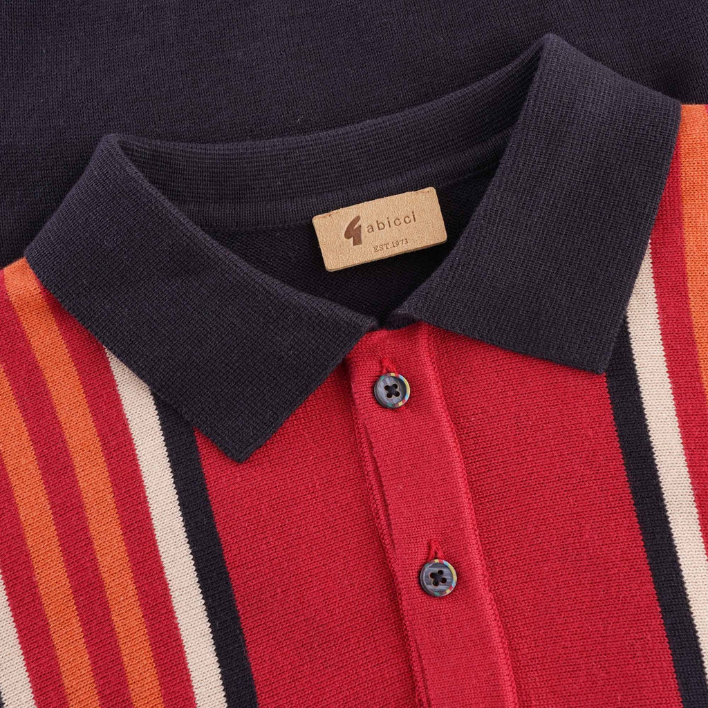 Gabicci Vintage Casbah Multi Stripe Polo - Navy