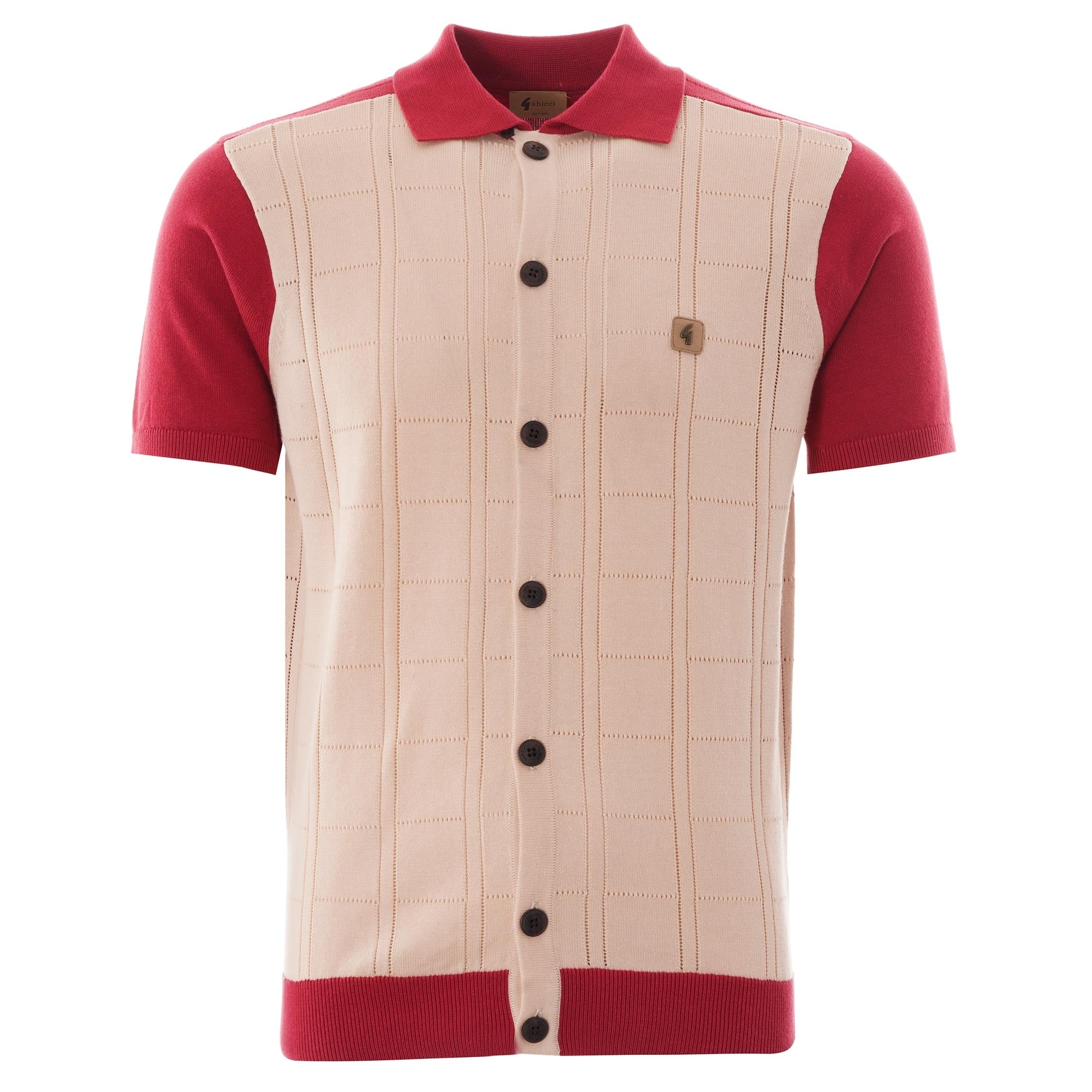 Gabicci Vintage Morgan Airtex Button Through Polo - Lava