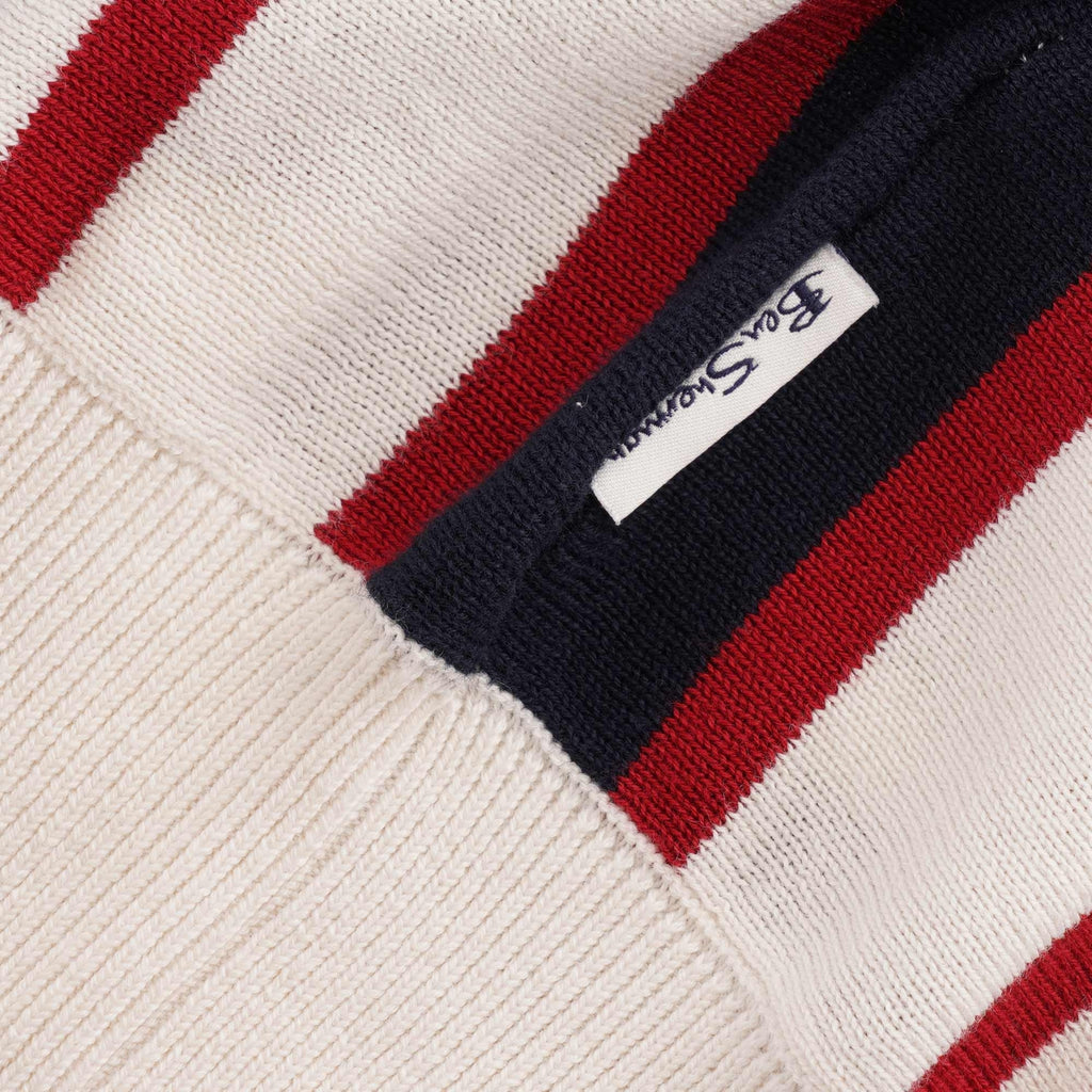 Ben Sherman Mod Stripe Knit Crew Jumper - Ivory