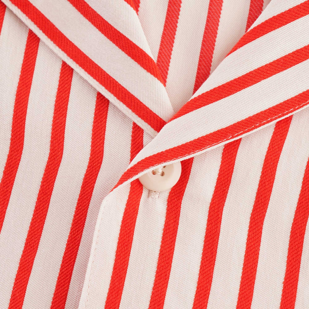 AMI Striped Short Sleeve Shirt - White/Red