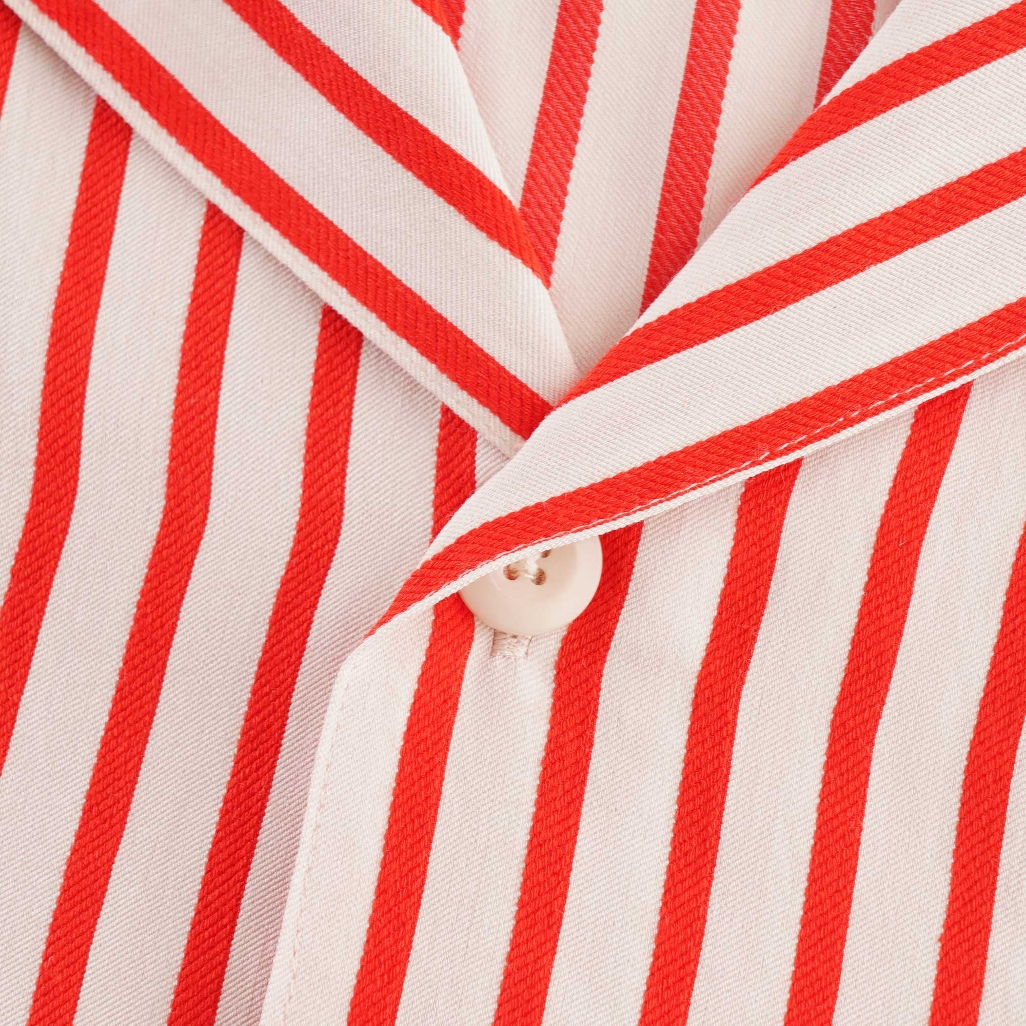 AMI Striped Short Sleeve Shirt - White/Red