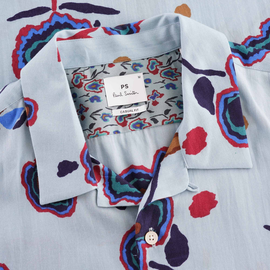 Paul Smith Heat Map Floral Short Sleeve Shirt -  Blue