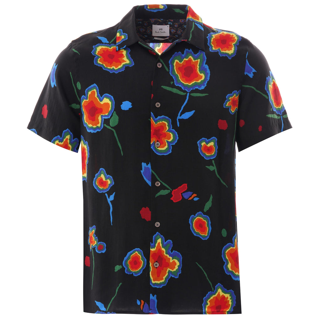 Paul Smith Heat Map Floral Short Sleeve Shirt - Black