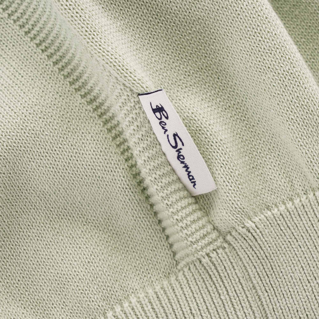 Ben Sherman Signature Knitted Cotton Short Sleeve Polo - Light Green