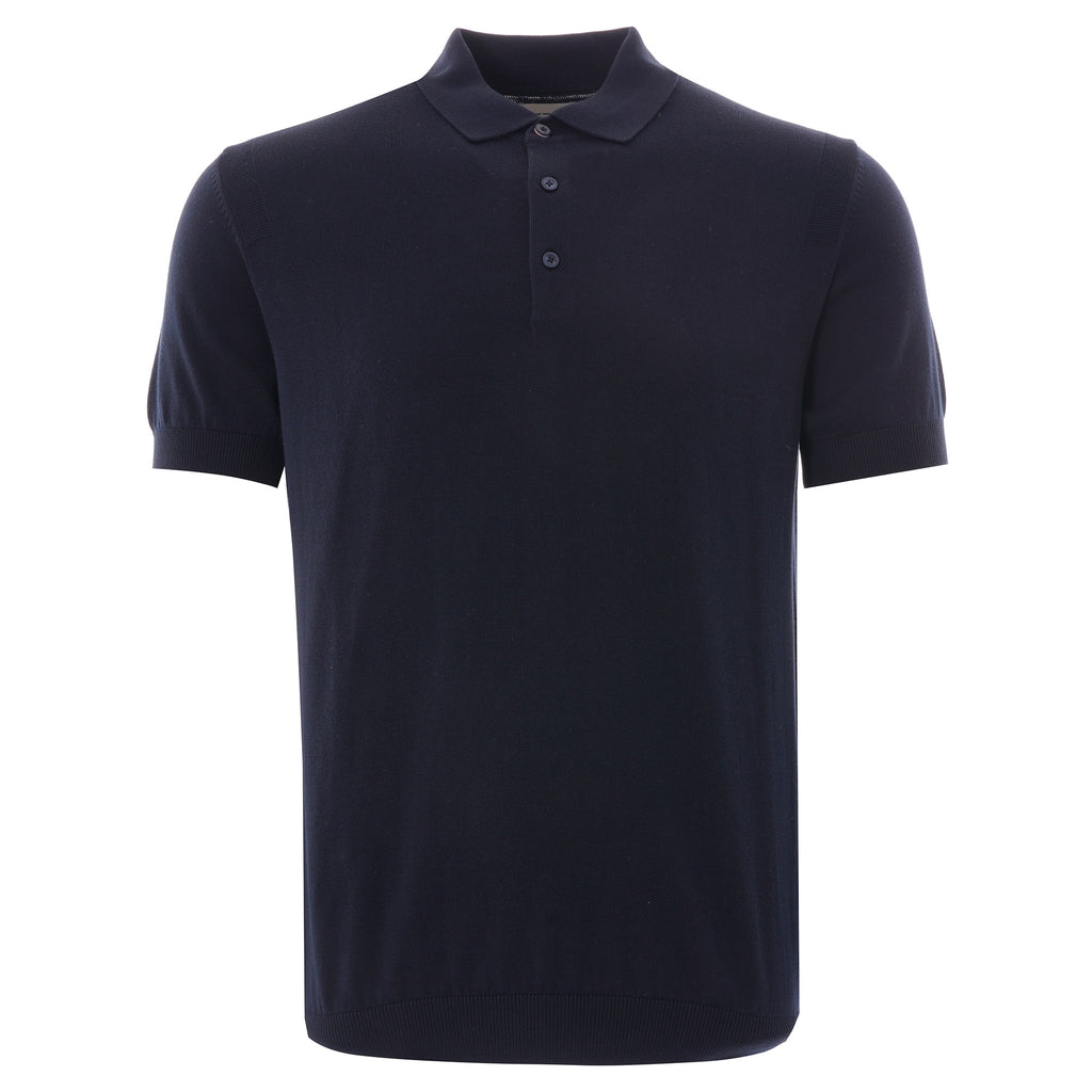 Ben Sherman Signature Knitted Cotton Short Sleeve Polo - Dark Navy