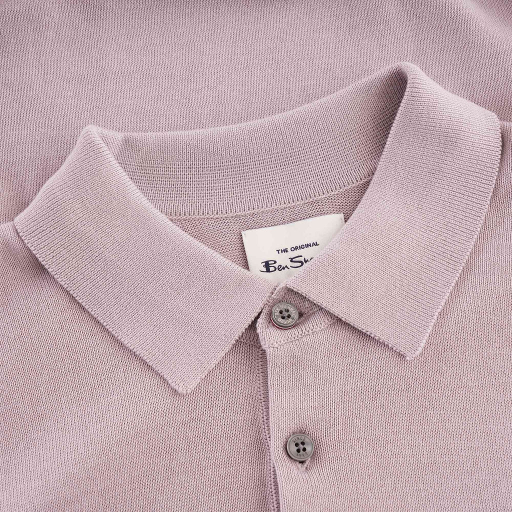 Ben Sherman Signature Knitted Cotton Short Sleeve Polo - Lilac