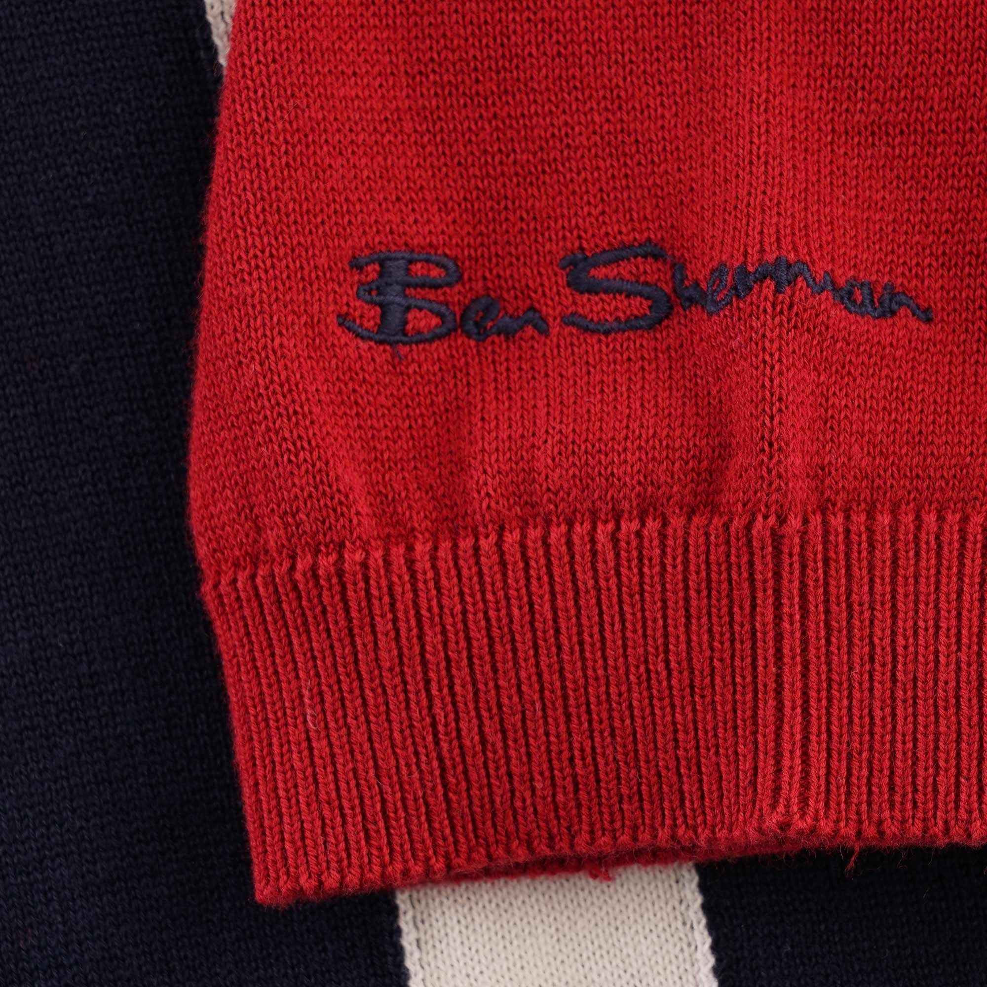 Ben Sherman Colour Block Knit Polo - Red